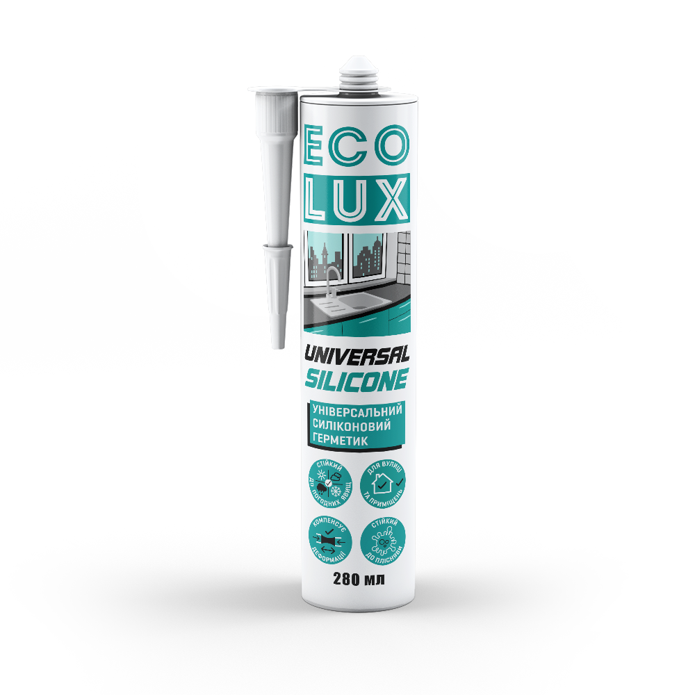 Герметик силіконовий універсальний білий ECOLUX UNIVERSAL SILICONE, 280 мл